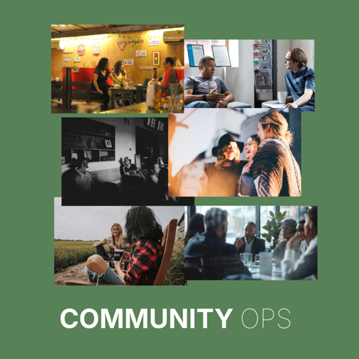 Photos of people having conversations and below “Community Ops”