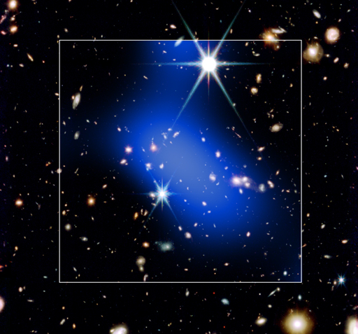 Visual of ancient galaxies against the black and blue of space