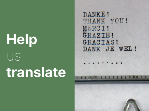 a share pic reading "help us translate", with "thank you" written next to it in many languages